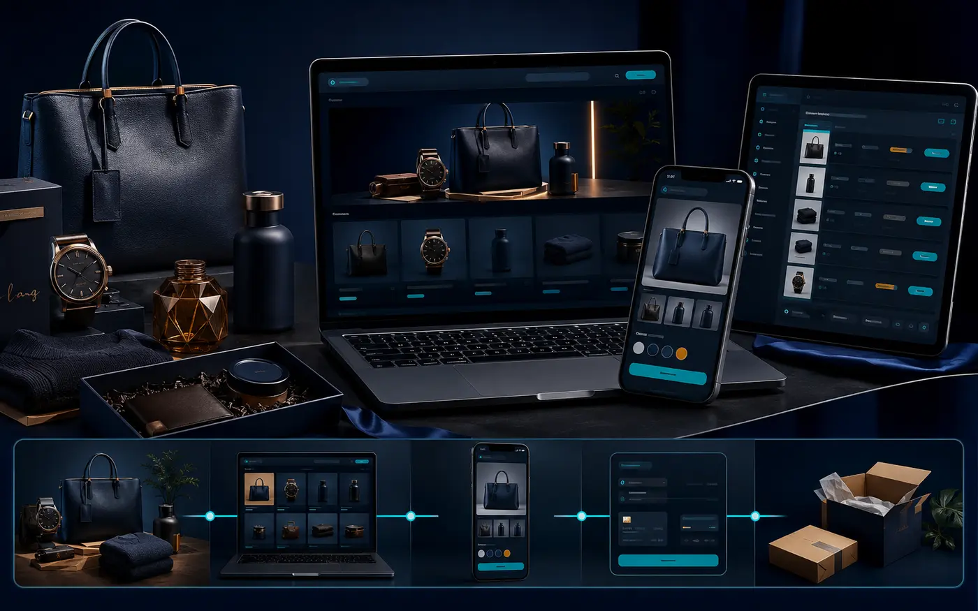 E-commerce storefront, mobile checkout and connected order operations
