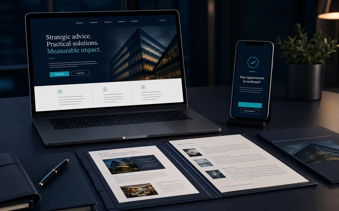 Professional services website, consultation journey and evidence-led client documents