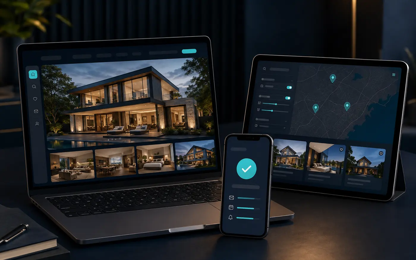 Real-estate discovery experience with property search, map view and viewing request